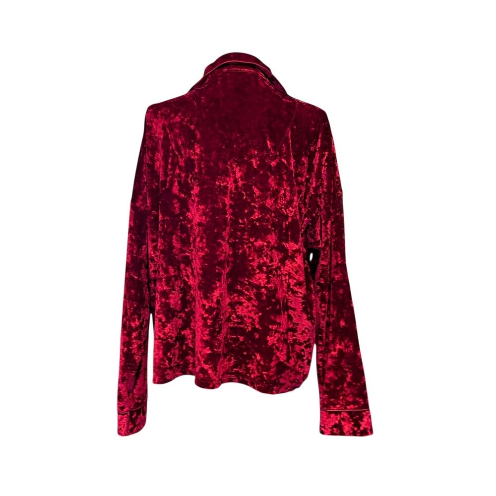Lord & Taylor Red Crushed Velvet Top XL - Picture 2 of 10